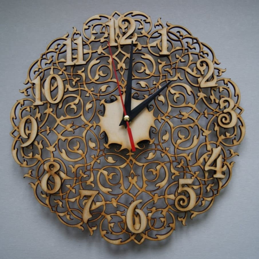 Ornate Floral Wall Clock Laser Cut Vector File