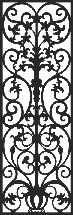 Ornate Floral Wrought Iron Panel Vector Pattern DXF SVG CDR