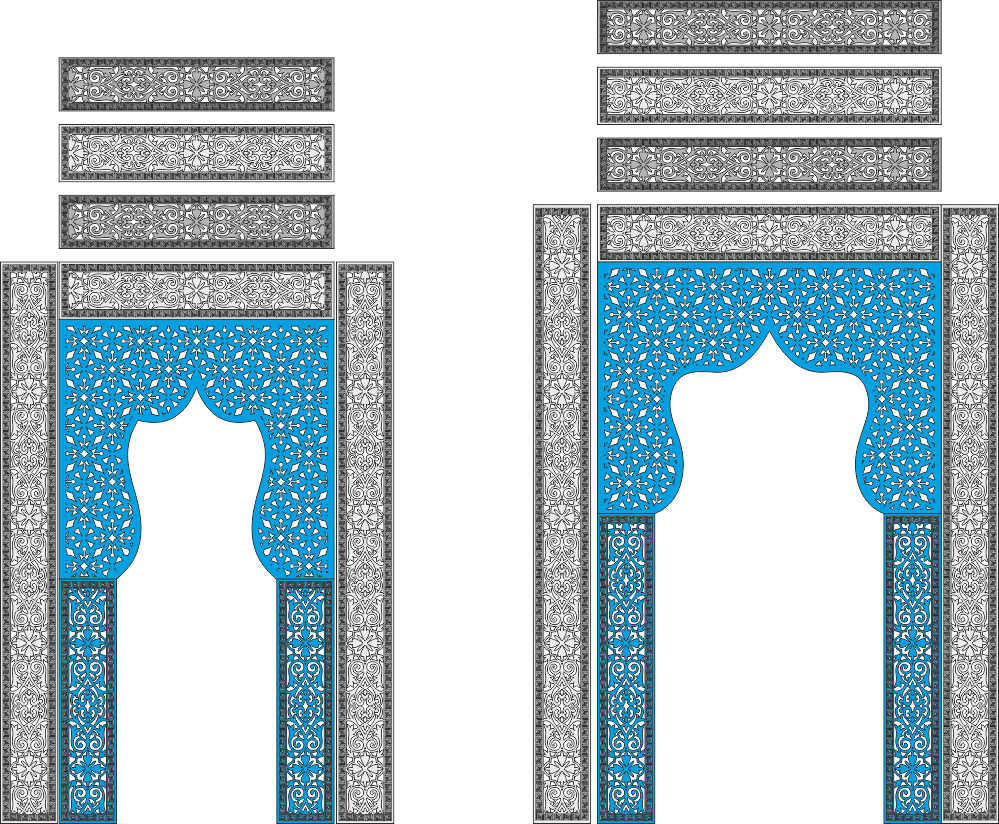 Ornate Islamic Arch Lattice Screen Vector File