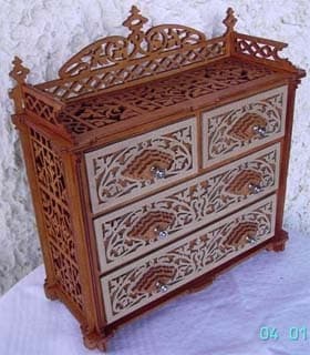 Ornate Laser Cut Mini Dresser Chest Vector Design