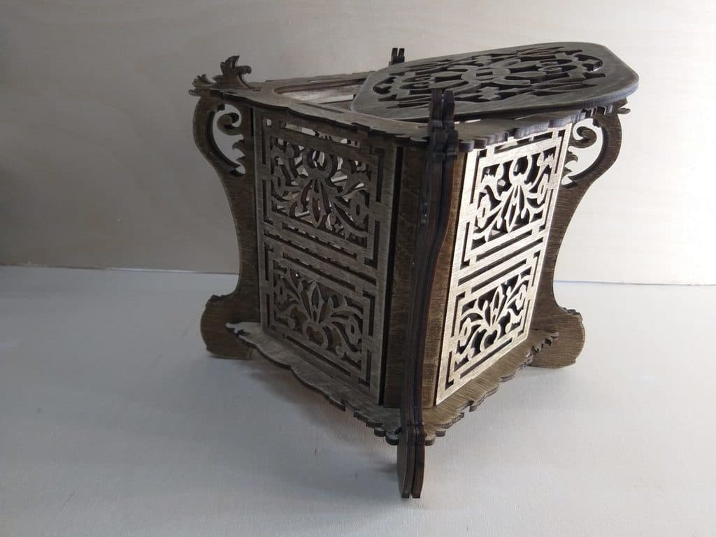 Ornate Laser Cut Tea Box with Intricate Patterns SVG File
