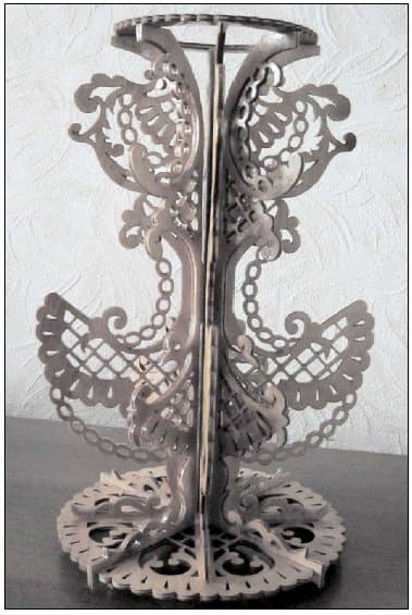 Ornate Laser Cut Wooden Vase DXF CDR Vector Design