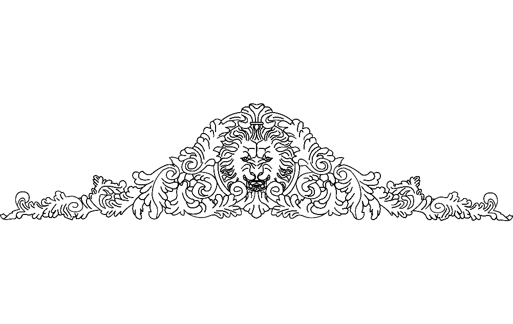 Ornate Lion Head Decorative Pediment DXF Vector Design