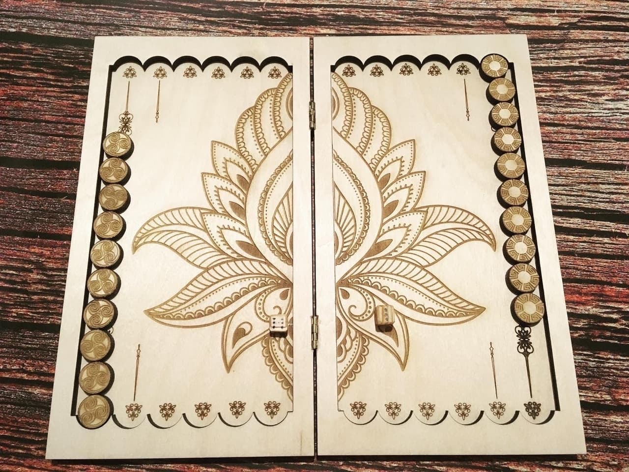 Ornate Lotus Backgammon Board Laser Cut Vector File