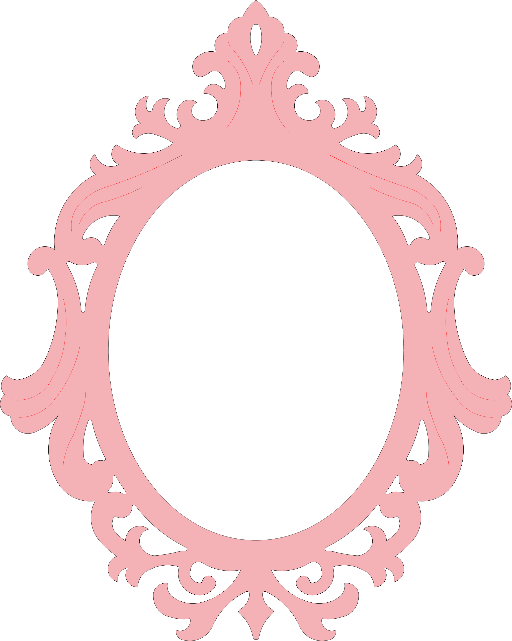 Ornate Oval Mirror Frame Laser Cut Template Vector File