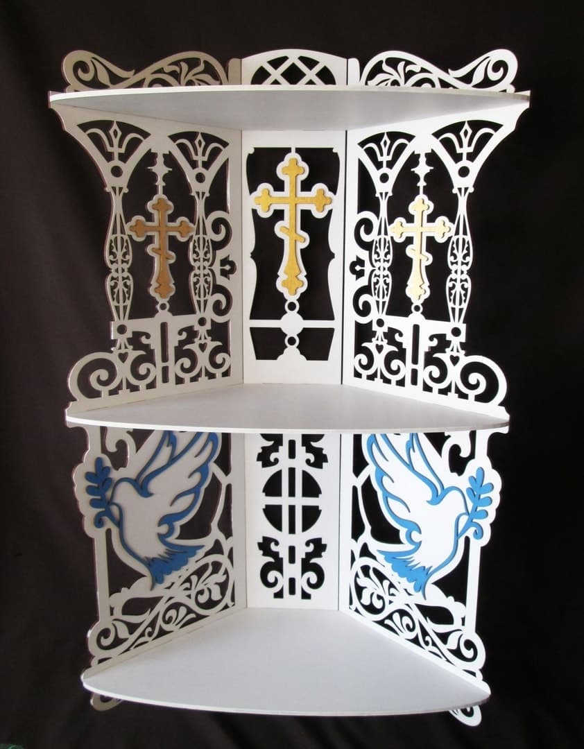 Ornate Religious Corner Shelf Laser Cut Vector File