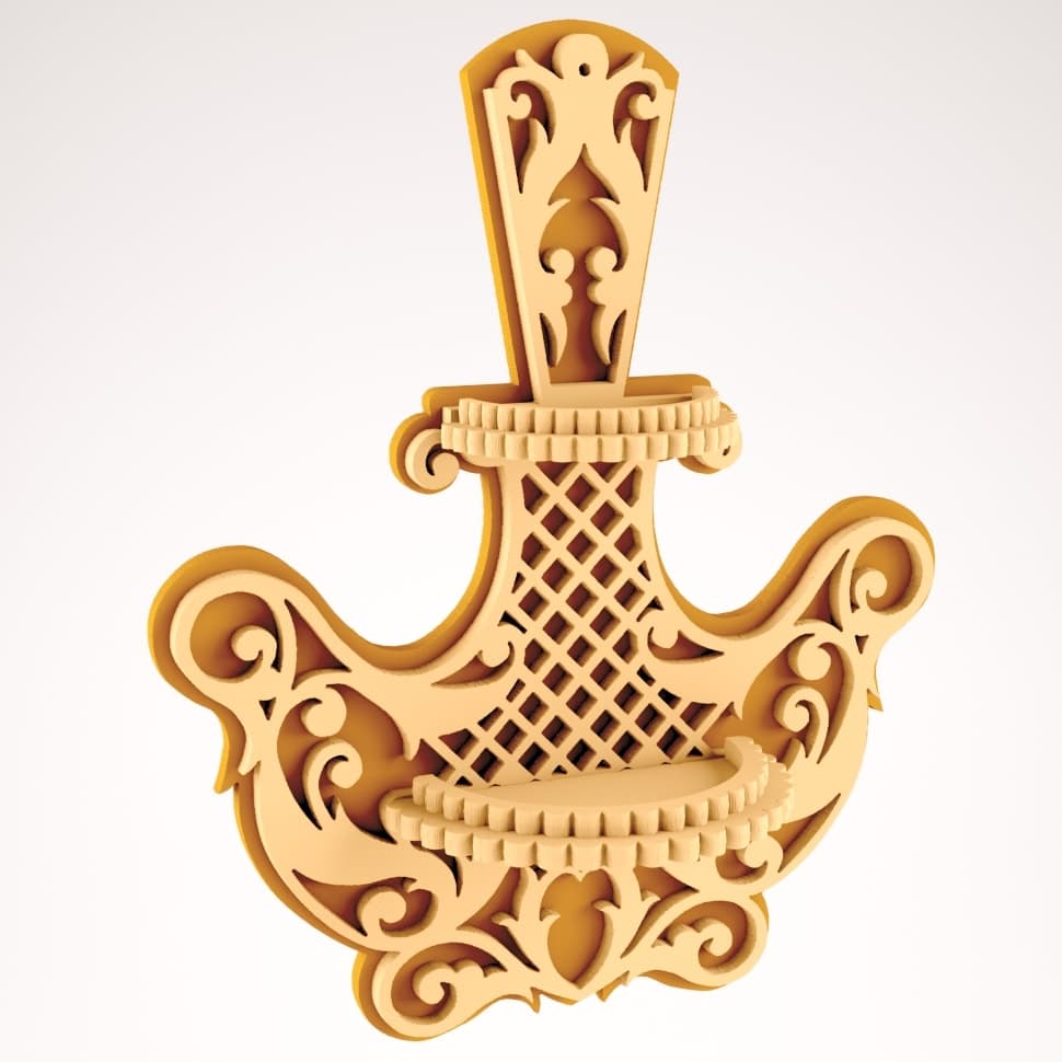 Ornate Vintage Wall Shelf Vector Design for Laser Cutting DXF