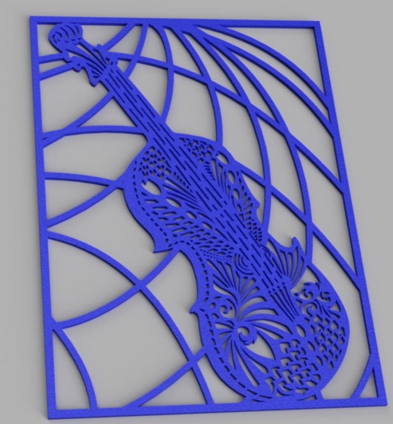 Ornate Violin Wall Art Laser Cut File - Vector DXF/SVG