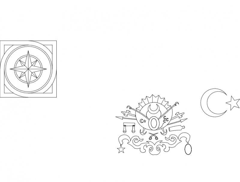 Ottoman Empire Coat of Arms and Crescent Star DXF Vector
