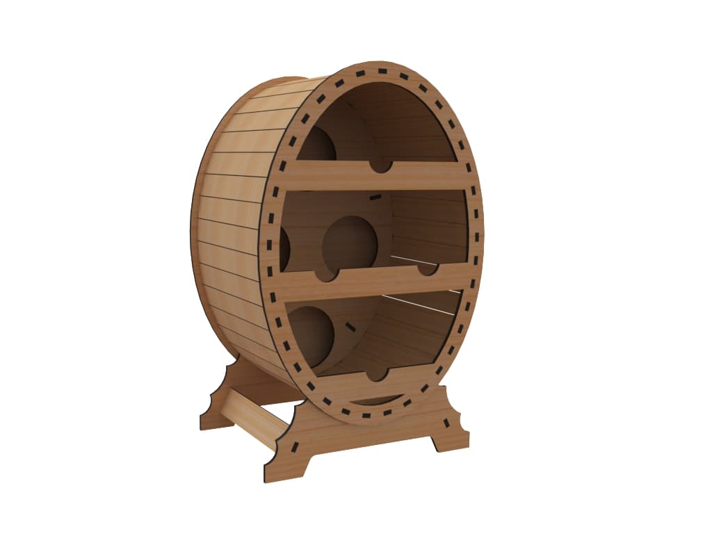 Oval Floor Standing Wine Rack Laser Cut Vector Plan