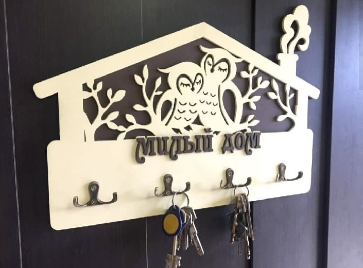 Owl Couple Wall Key Holder Laser Cut Vector File