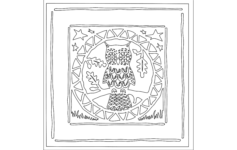 Owl in Night Forest Vector Design for Laser Cutting DXF