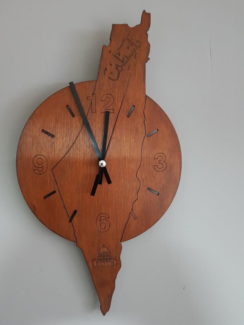 Palestine Map Wall Clock Laser Cut File Vector