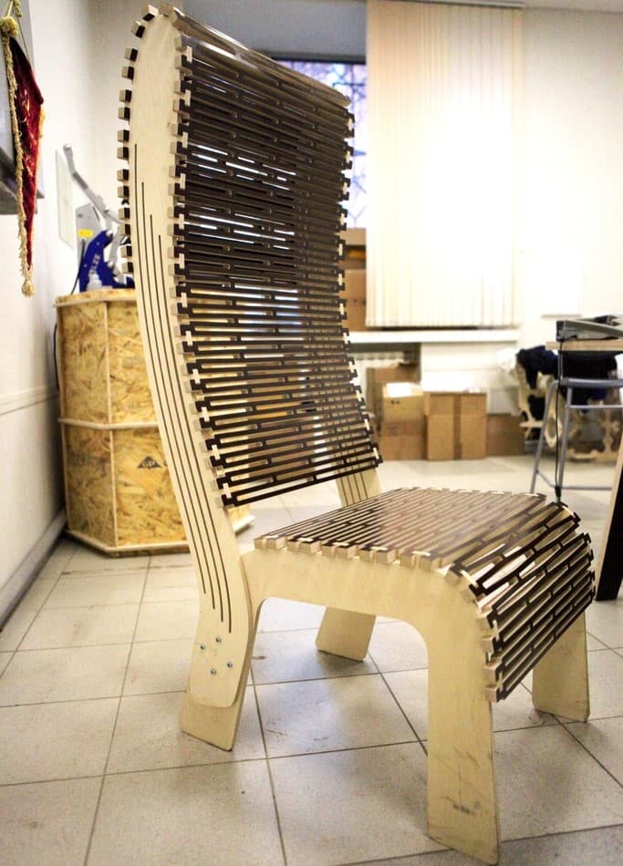 Parametric Plywood Live Hinge Chair Vector CNC DXF File