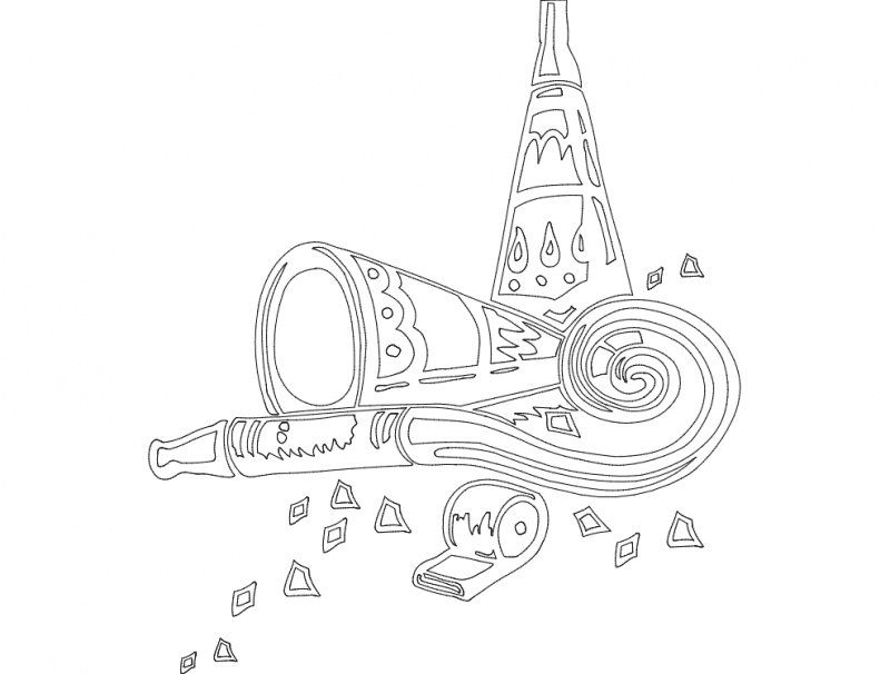 Party Horns and Confetti Vector Design for Laser Cutting DXF