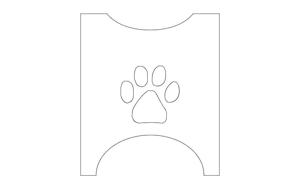 Paw Print Pet Bowl Stand Side Panel Vector DXF