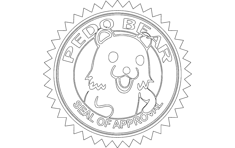 Pedobear Seal of Approval Vector File for Laser Cutting DXF