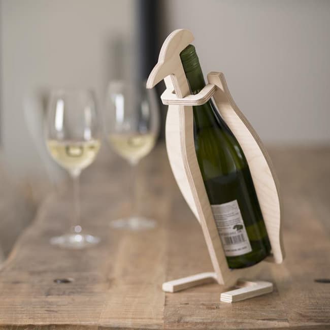 Penguin Wine Bottle Holder Vector Design - Laser Cut Ready