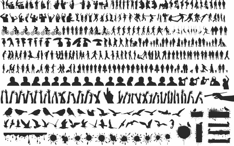 People and Bird Silhouette Collection Vector Pack - Free Download