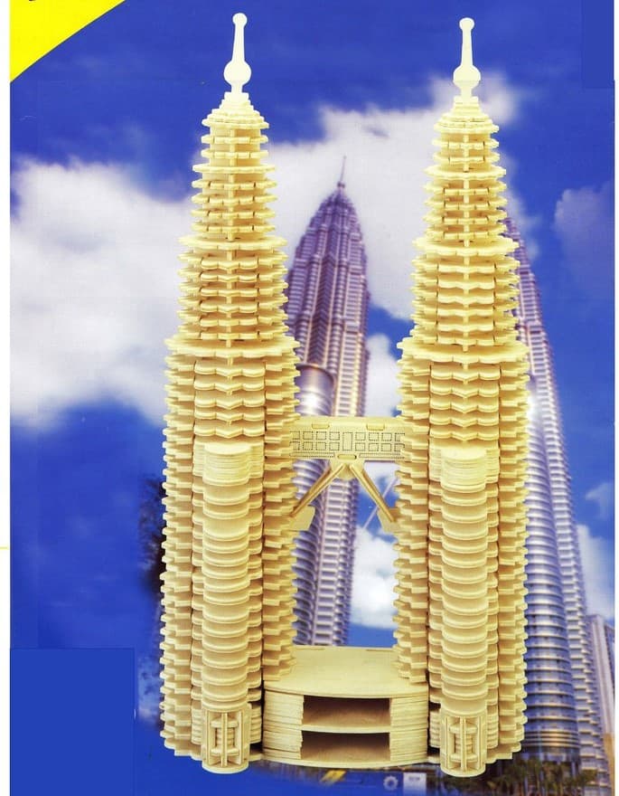 Petronas Twin Towers 3D Puzzle Laser Cut Vector DXF File
