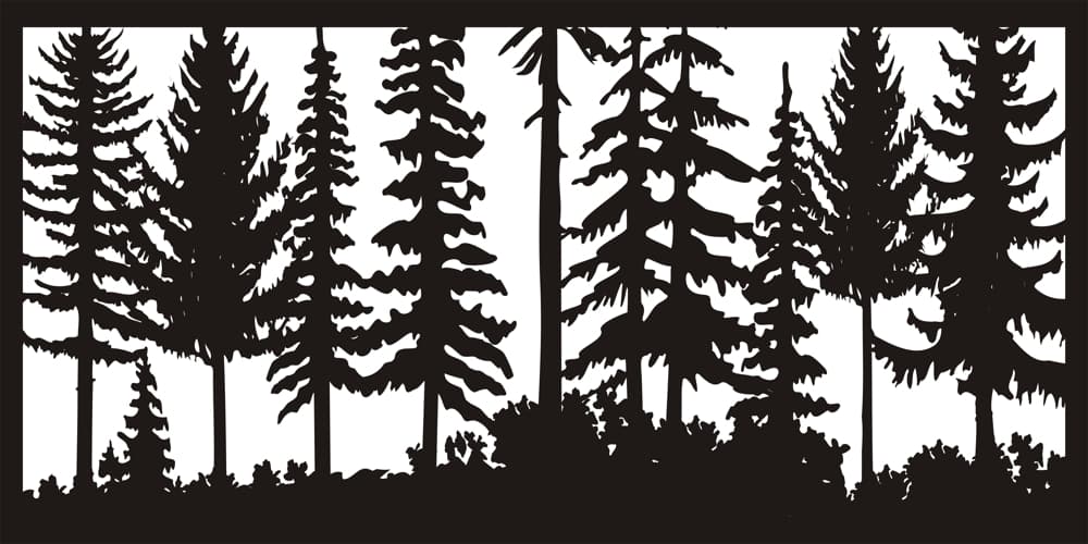Pine Forest Silhouette Panel Vector DXF for Laser and Plasma