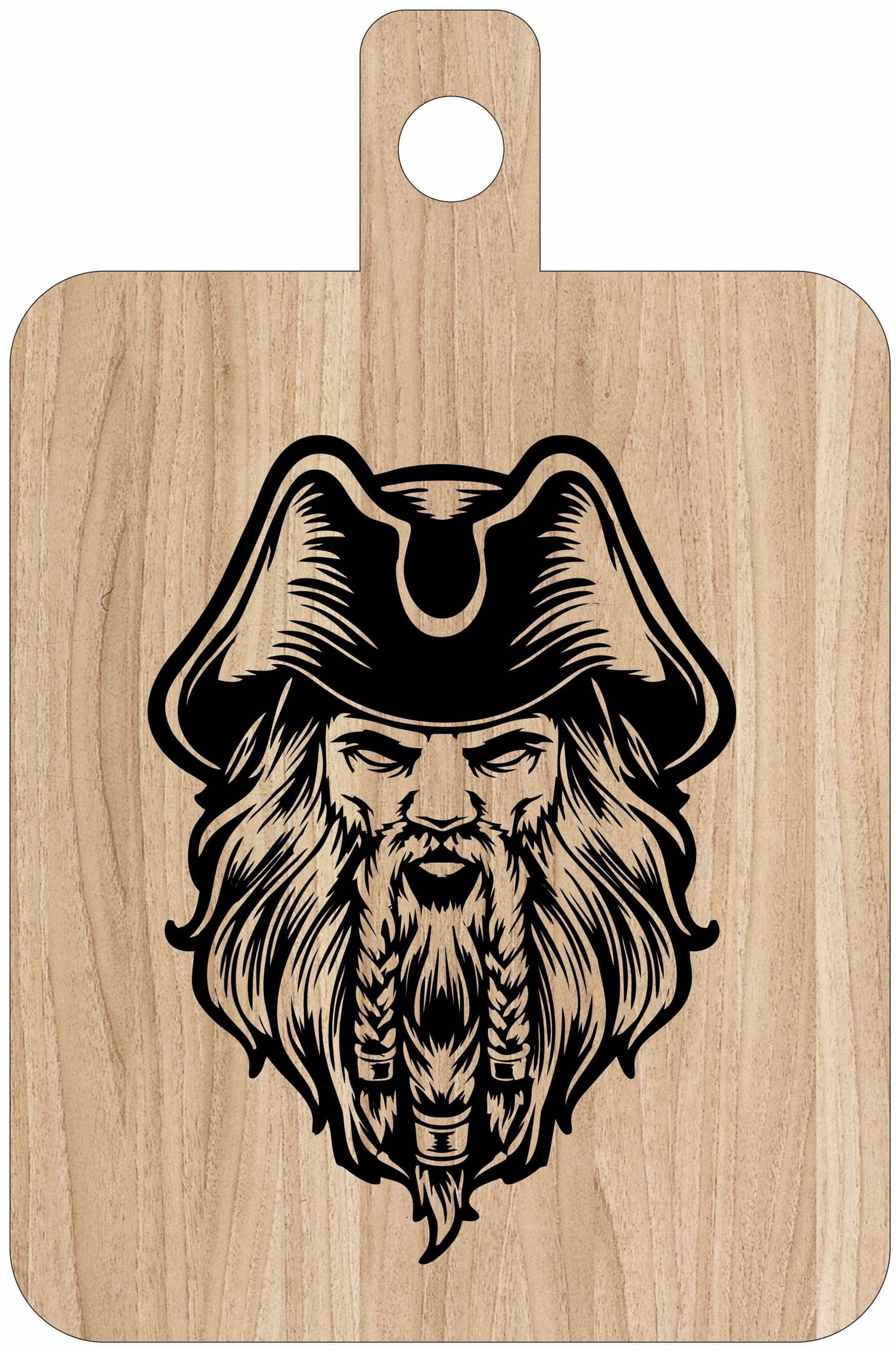 Pirate Captain Laser Engraving Design for Cutting Boards Vector