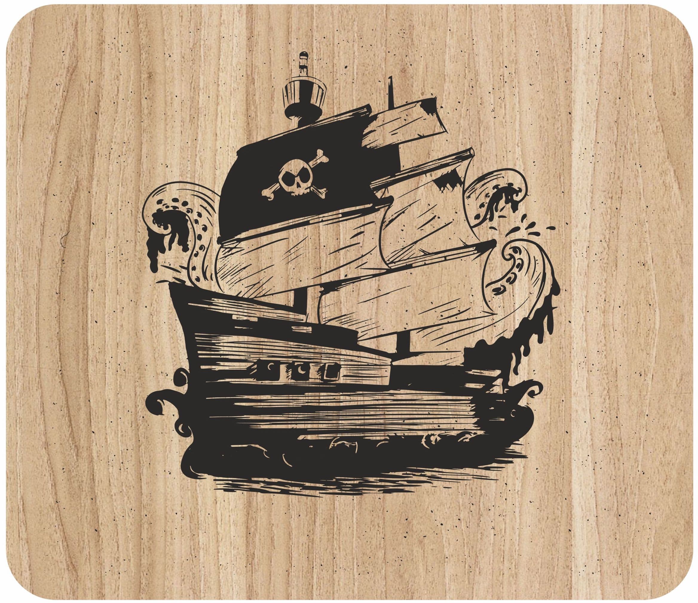 Pirate Ship Laser Engraving Vector Design - CDR DXF SVG