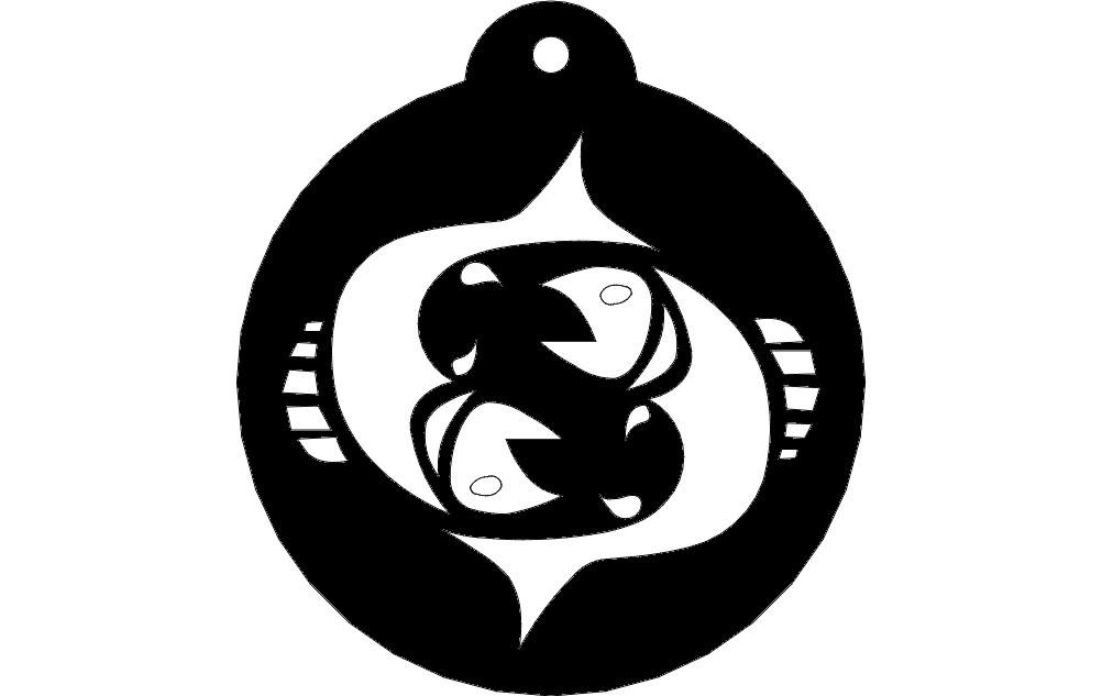 Pisces Zodiac Sign Vector Pendant DXF File