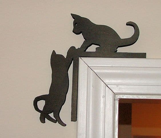 Playful Cat Door Corner Topper Vector Design