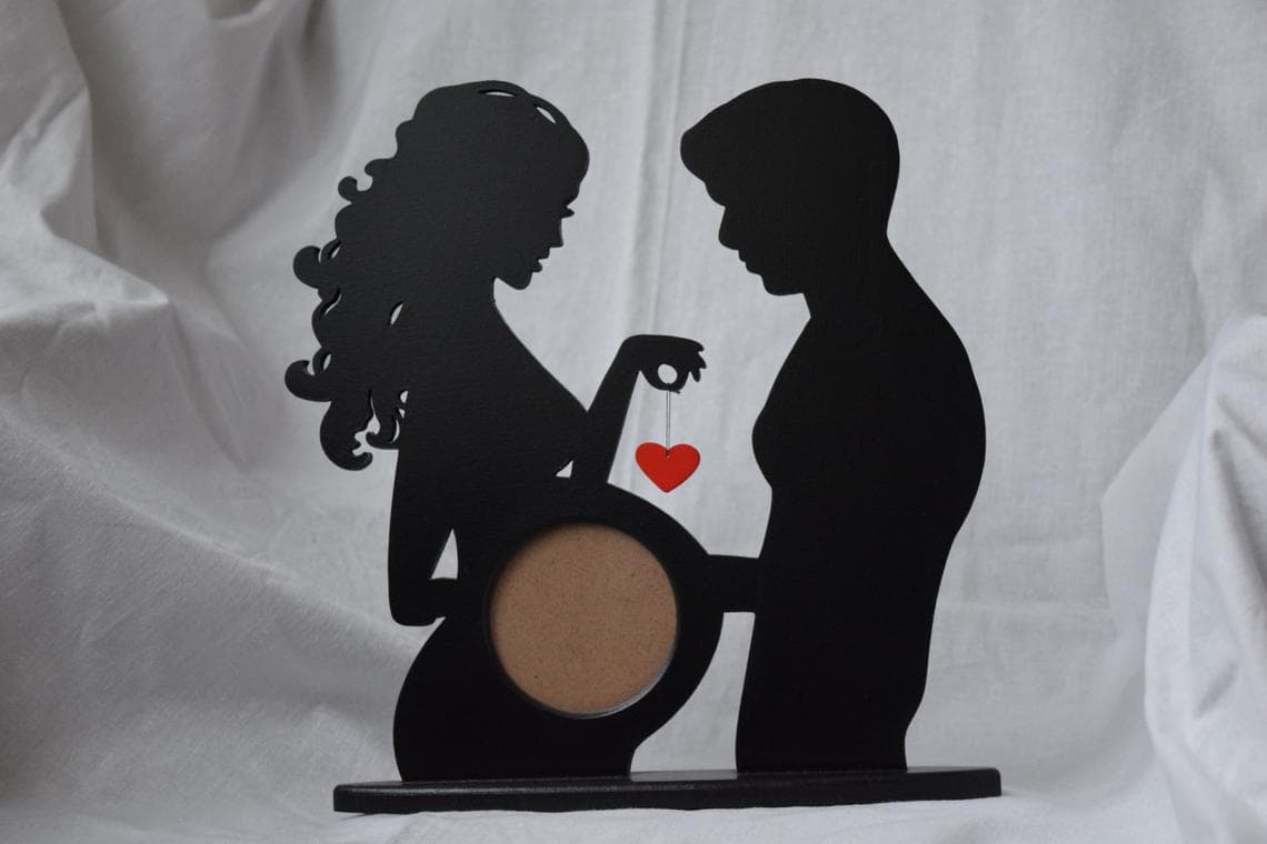 Pregnant Couple Photo Frame Laser Cut Vector File