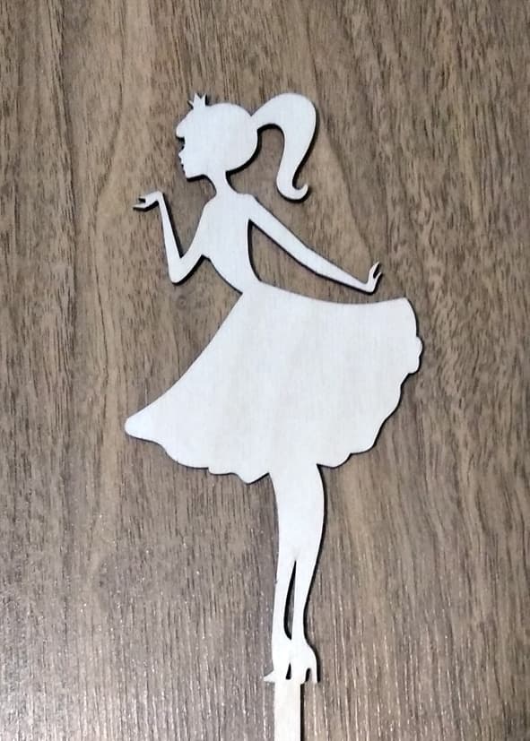 Princess Cake Topper Laser Cut Vector Design (SVG, DXF)