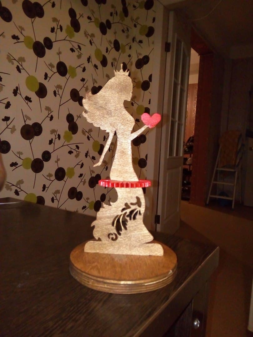 Princess Napkin Holder with Heart Vector File for Laser Cutting