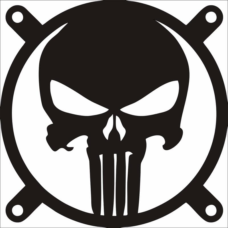 Punisher Skull 120mm Computer Fan Grill DXF CNC Template