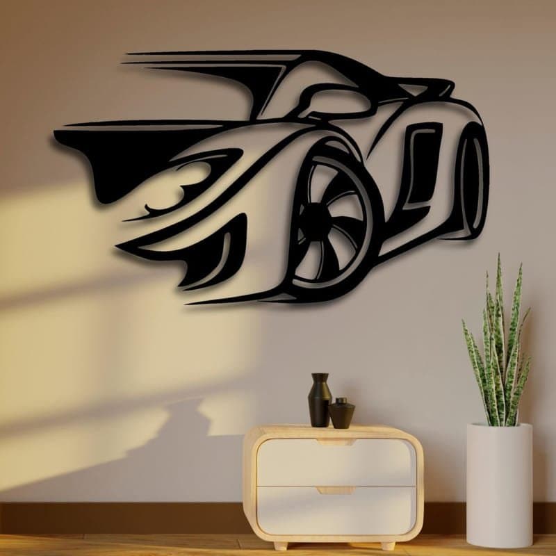 Racing Sports Car Wall Art Vector Design (DXF, SVG, AI)