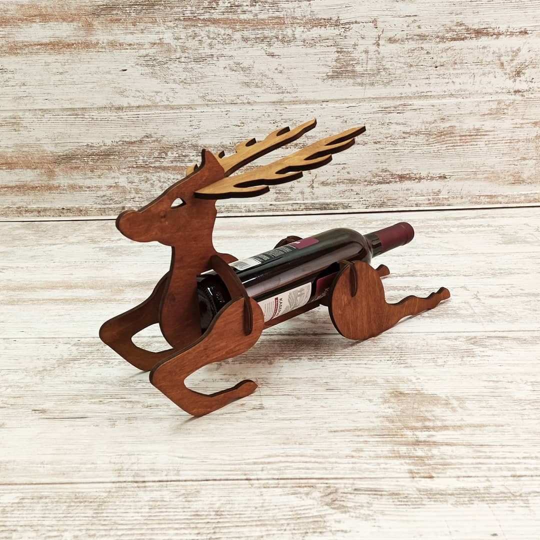 Reindeer Wine Bottle Holder Laser Cut Vector Plan