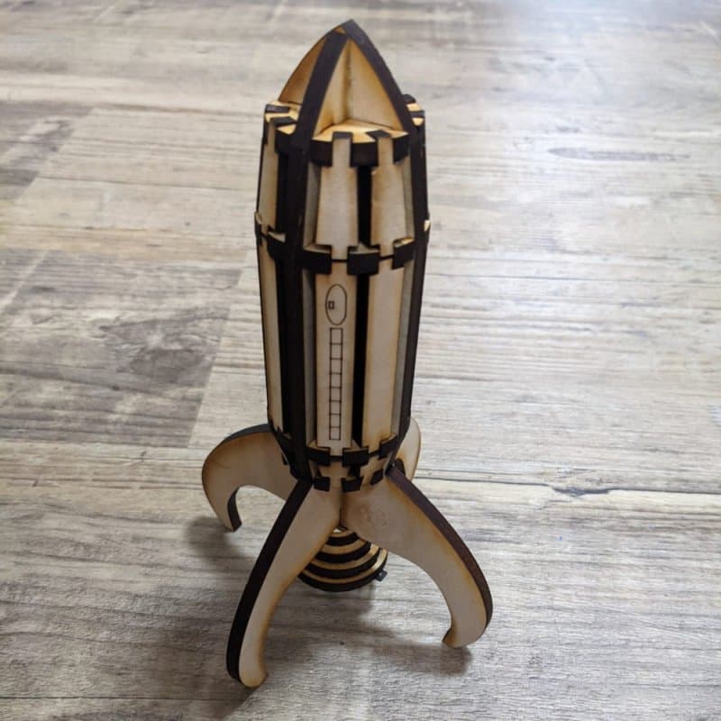 Retro 3D Rocket Ship Model Laser Cut SVG File