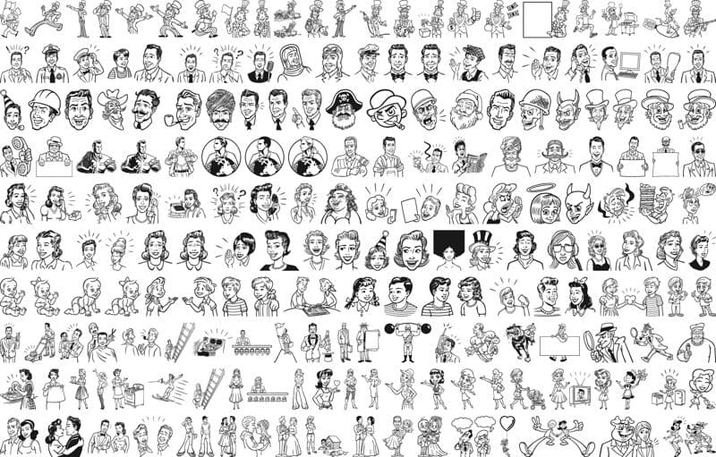 Retro Comic Style People Collection Free Vector File