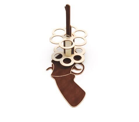 Revolver Shape Beer Bottle Holder Laser Cut Vector File