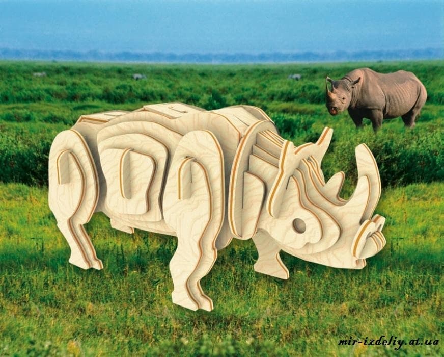 Rhino 3D Puzzle Laser Cut Pattern - Free Vector Download