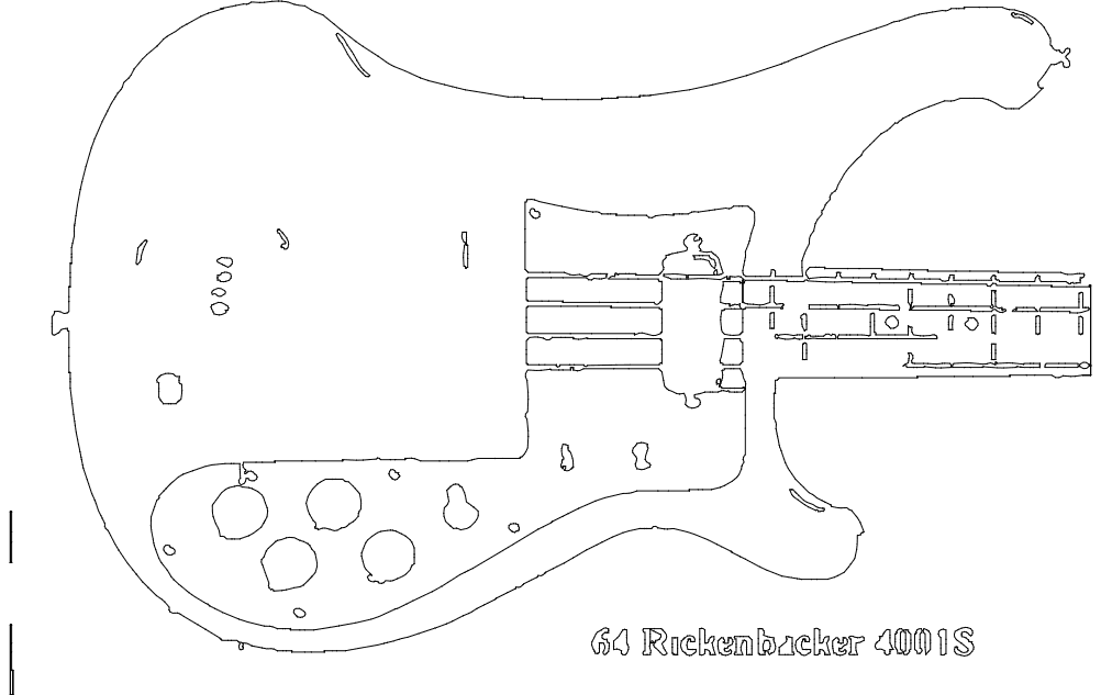 Rickenbacker 4001S Bass Guitar DXF Vector File for Laser Cutting