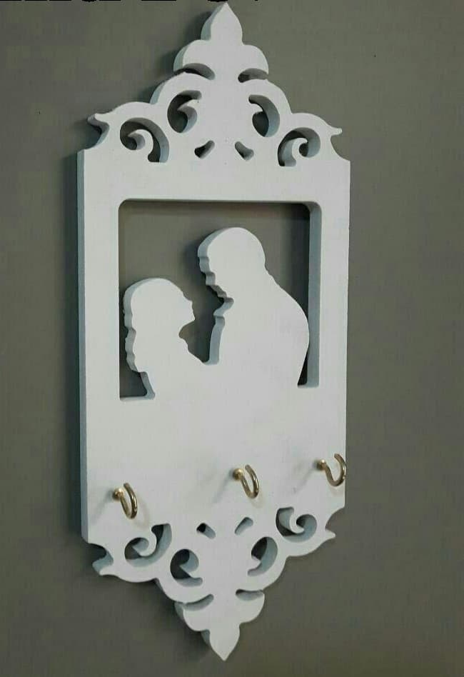 Romantic Couple Key Holder Wall Decor Laser Cut Vector File