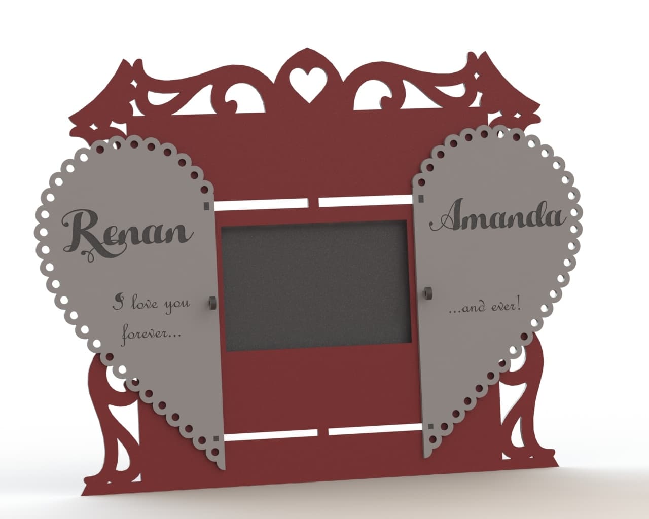 Romantic Heart Couple Photo Frame Vector Design DXF File
