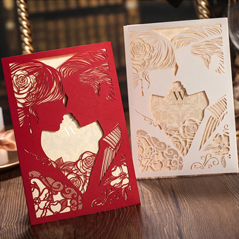 Romantic Wedding Invitation Laser Cut Template Vector File