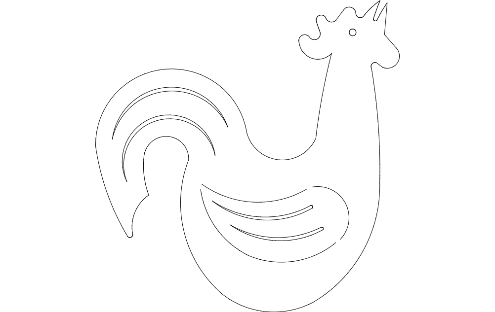Rooster Silhouette Vector File for Laser Cutting DXF