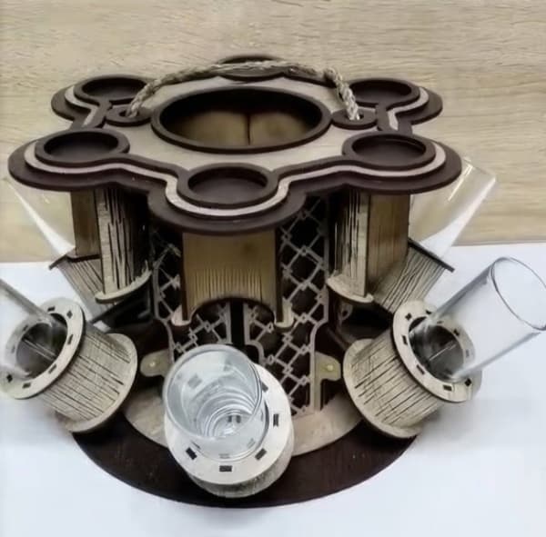 Rotating Shot Glass Holder Laser Cut Vector File