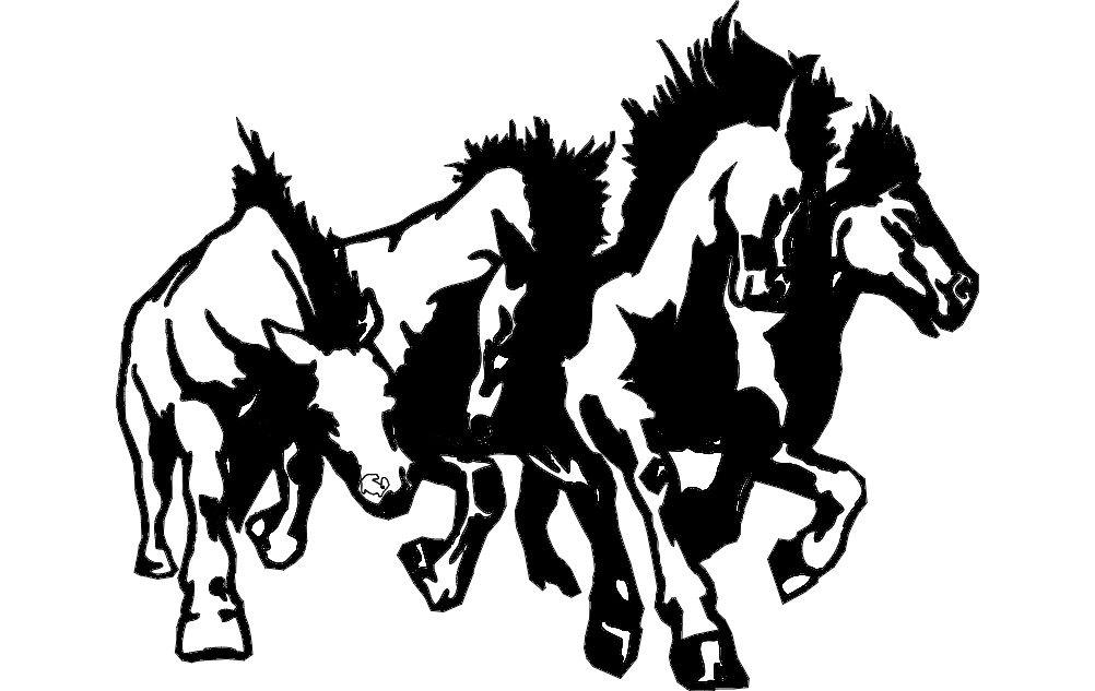 Running Horses Herd DXF Vector File for Laser Cutting