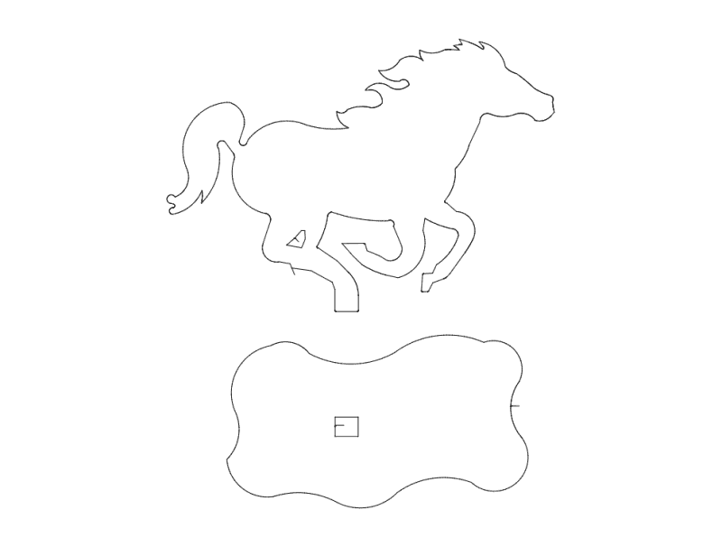 Running Mustang Horse Stand Vector File for Laser Cutting DXF