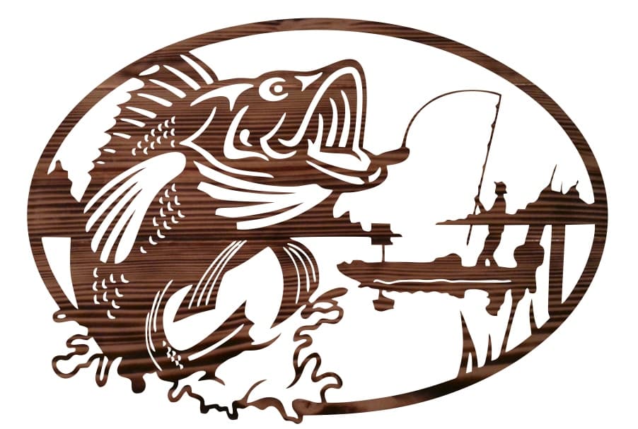 Rustic Bass Fishing Wall Art Laser Cut File SVG DXF