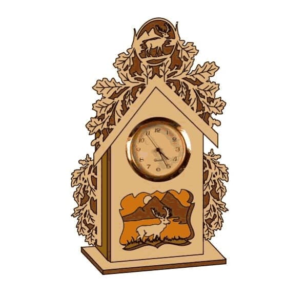Rustic Deer Table Clock Laser Cut Vector Plan DXF