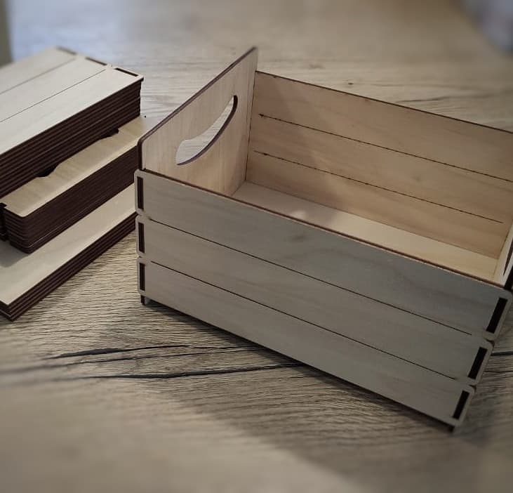 Rustic Wooden Hamper Crate and Toy Box Laser Cut DXF